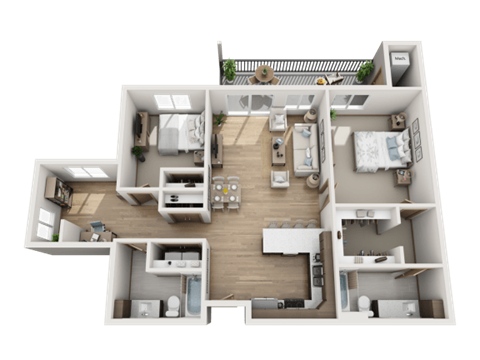 2 Bedroom with Den Floor Plan at Lake Ridge, Prior Lake, MN